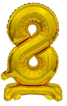 GoDan Beauty&Charm Luftballons Zahlen 0-9 zum Aufstellen auf dem Tisch 38 cm Folienballon Geburtstagsluftballons Zimmer und Raumdekoration beim Geburtstag Jubiläum (Zahl 8 Gold)
