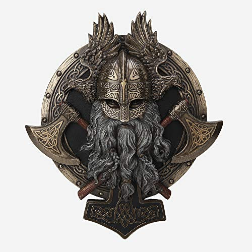 Veronese Design Wikinger-Wandschild, Valhalla-Skulptur, kaltgegossen, bronziertes Kunstharz, 27,7 cm