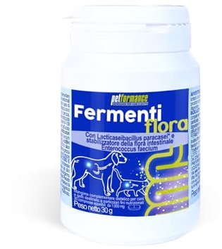 PETFORMANCE BENESSERE PER CANI E GATTI Fermentiflora - Fermenti Lattici per Cani e Gatti - Probiotici per Sostegno dell’Apparato Digerente e Funzione Gastrointestinale - 30 compresse