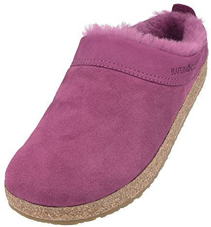 HAFLINGER Lammfellclog Snowbird Filzpantoffel Hausschuh Pink (Burgund 60), Gr 38