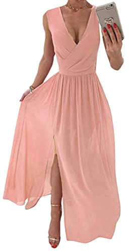 Tomwell Robe mi-Longue Cocktail froncée à Une épaule pour Femme Robe de soirée élégante Robe d'été A Rose M