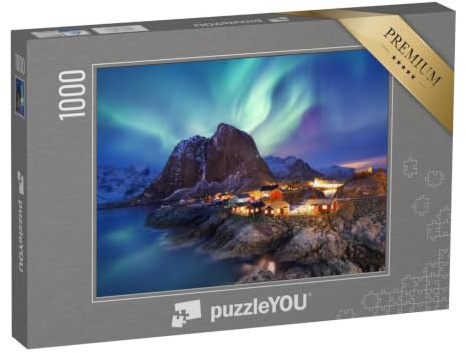puzzleYOU: Puzzle 1000 Teile „Aurora Borealis auf den Lofoten, Norwegen“ – aus der Puzzle-Kollektion Natur, Nordlichter, Skandinavien