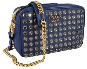 Prada Damen Blau Leder Schultertasche 1BH103