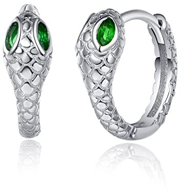 Schlangen ohrringe, Huggie Creolen aus 925er Sterling silber, Schlange hypoallergene Ohrringe für empfindliche Ohren, Schlange schmuck Geschenk für Damen und Herren (Silber)