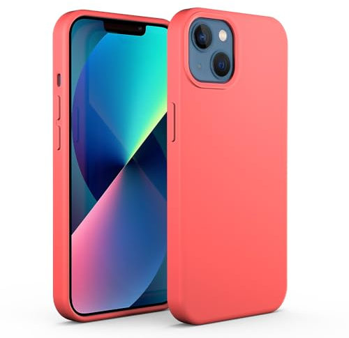N NEWTOP Custodia Cover Compatibile per iPhone 13 Mini (5.4 Pollici), ORI CASE Guscio TPU Silicone Semi Rigido Colori Microfibra Interna Morbida (Corallo)