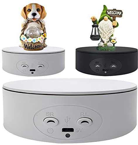 FONOBO Motorized Rotating Display Stand, 11Lb Load Heavy Duty, 360° Electric Rotating Turntable, with Usb Cable, for Cake & Collectibles,White