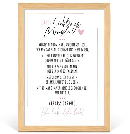 Definition Poesie Kunstdruck-Poster| Weihnachtsgeschenke Lieblingsmensch Geschenke | Wandbilder Wohnzimmer | Weihnachten Geschenk für Lieblingsmenschen Wanddeko Wohnzimmer Deko DINA A4 mit Rahmen Holz