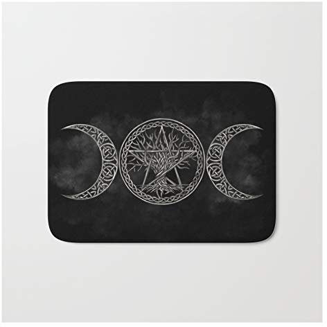 Welcome Door Mat Triple Moon With Pentagram And Tree Of Life Door Mats Super Absorbent Bath Mat Waterproof Carpet For Home Hallway Door Entryway 40X60Cm