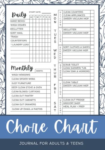Chore Chart Journal: For Adults & Teens | Daily, Weekly, Monthly Housework and Cleaning Schedule Checklist & Planner