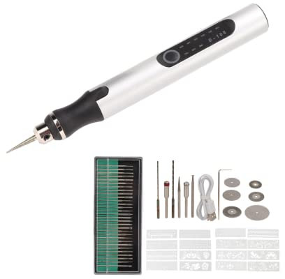 8W Elektrische Gravierstift,Multifunktionaler Kabellos Elektrisch Gravier Stift 3 Geschwindigkeitsstufen Gebührentyp C USB Wiederaufladbar Gravierstift Kabellos 300Mah Akku Schnurlose Graviermaschine