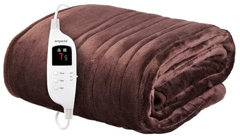 Emperial Luxury Heated Blanket | Electric Blanket | Extra Large Heated Throw with Digital Remote, 9 Heat Settings & 9hr Timer, Machine Washable Fleece - 160cm x 130cm