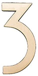 Self-Adhesive House Plaque Numbers Golden Brass Decorative Wall Door Figures, Simple Villa Hotel Plates Dormitory Home Height 5cm 2 Inch Sign, Polished Digital Signage, for Room Address Mailbox (3)