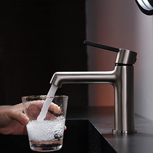 TIMACO Rubinetto per lavabo, rubinetto da bagno, miscelatore monocomando per lavabo, in nichel spazzolato