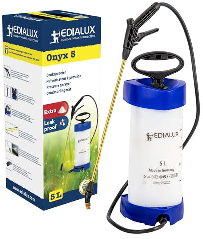 Edialux 5L Drucksprüher für Garten und Rasenpflege, vielseitiger 5L Rückenspritze für Herbizide, Bleichmittel, Essig und Soda, chemikalienbeständiger Sprüher für Innen- und Außenreinigung,