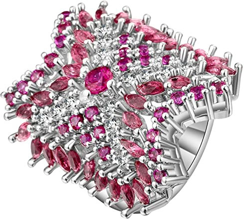 Hoisy Eheringe Deko Hochzeit, Ring Schmuck Luxuriöser Kreuzring Silber Runden Größe 57 (18.1)