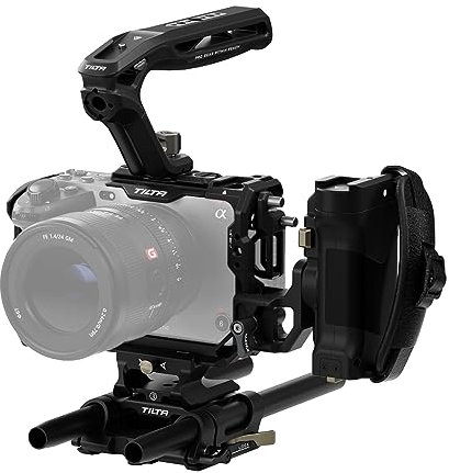 Tilta FX3 FX30 Cage, kompletter Kamerakäfig, kompatibel mit Sony FX3/FX30 Pro Kit mit HDMI-Kabelklemme, linksseitigem, erweitertem Netzgriff und oberem Griff - Schwarz TA-T16-C-B