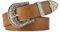 JK Home 108 cm Vintage Gürtel Damen Herren mit Carved Gravur Schnalle aus Metall Western Cowboy Kunstleder 2,8 cm breit für Cowgirl-Hosen, Gold Khaki, 108x 2.8cm