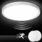 Oraymin 2 Stücke LED Deckenleuchte mit Radar Bewegungsmelder, 18W 1800LM 4000K Lampe mit Bewegungsmelder innen, IP44 Deckenlampe Flach für Treppe, Balkon, Flur, Keller, Garage, Carport, Ø 23*H2.4cm