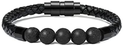 Urnen Armband Für Asche - Kremation Schmuck Lava Stein Urne Armband für Asche für Frauen Männer Chakra Healing Balancing Echtes Leder Memorial Armbänder