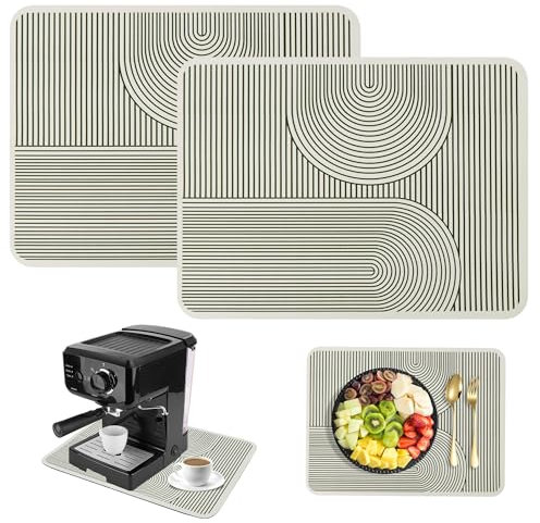 lemgyiamz Alfombrilla Cafetera Bayeta Escurreplatos - Alfombra Secado De Platos, Tapete Vajilla, Superabsorbente Estilo Art Line Fácil Limpiar Seca Absorbente para Cocinas, 2 Unid