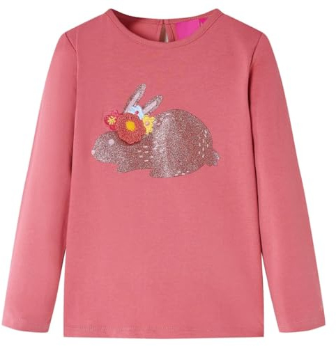 vidaXL Unisex Kinder Kids with Long Sleeves Children's Tee Top Glittering Rabbit T-Shirt