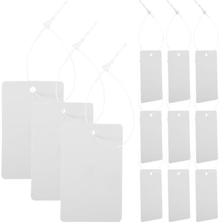 SOLUSTRE 200 Stück Leere Preisschilder Mit Schnur Kunststoff-Kleidungsetiketten Warenetiketten Weiße Kleideretiketten Einzelhandelsetiketten Verkaufsetiketten Preisschilder Für