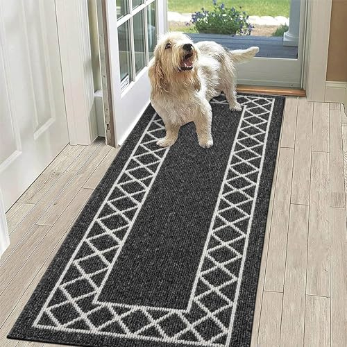 SHACOS Black Runner Rug Hallway Non Slip 50x150 cm, Washable Carpet Runners | Narrow Hall Runners Modern, Rubber Backed, Low Profile, Rug Runners for Kitchen, Hallways, Entrance, Laundry
