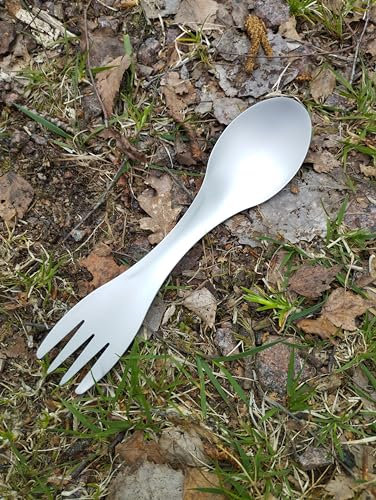 Göffel silber aus Titan Outdoor Spork Besteck Gabel Löffel mit Nylontasche