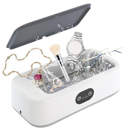 Roadoor Ultraschallreiniger | 49 kHz 22OZ (640 ml) Ultraschall-Schmuckreiniger mit Timer | Edelstahl-Schallreiniger für Brillen, Gold, Silberschmuck, Uhren, Zahnprothesen, Rasiererköpfe Klar