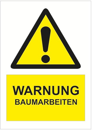 Indigos UG - Schild Warnung Baumarbeiten - 420x594 - Hotel, Firma, Schutz, KITA, Arzt, Praxis - Sicherheit - Warnung - Aluverbundplatte 3mm, Wohnung - Hinweisschild - Warnschild