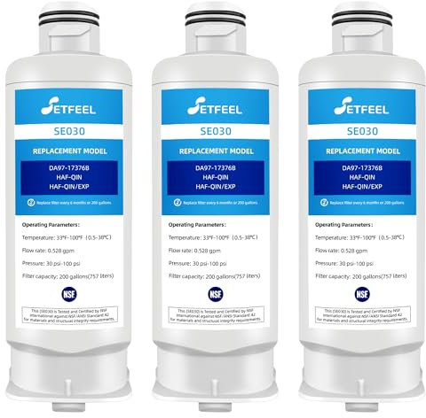 DA97-17376B Water Filter Replacement for Samsung HAF-QIN/EXP HAF-KINDA97-08006C RS28R7201SR RS22T5201SR RF29A9671SR RF27T5241SR RF23R6201SR RF24R7201SR, 3 Pack
