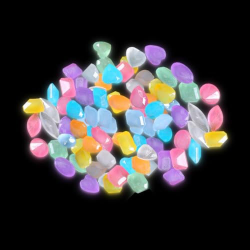 DIYBravo 500 pcs Glow in the Dark Rocks, Mixed Color Fish Tank Rock Garden Decorations Stones, DIY Luminous Resin Pebbles Glow Rocks for Landscaping for Plants Yard Aquarium Garden Sidewalk (500 pcs)