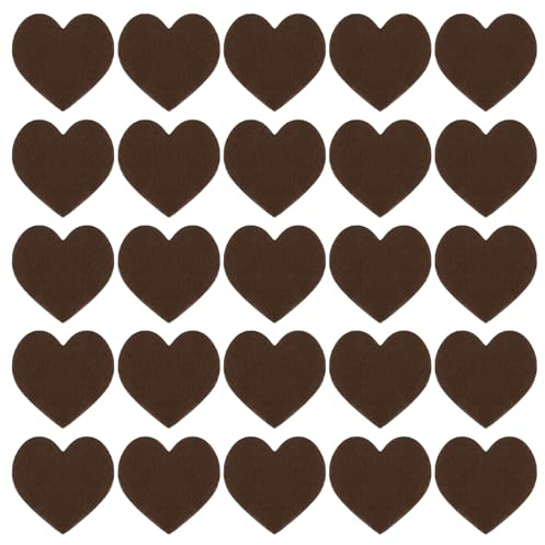 QUARKZMAN Herzförmige Pom Pom Herzen 6 cm x 6 cm für Dekoration 100Stk | Filz für Valentinstag Basteln für Dekoration Zuhause Party Kunsthandwerk, Braun