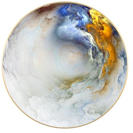 LZJDHKJ Leinwandbilder Wandbilder Abstrakt Rund Leinwand Poster Druck Moderne Nordische Dekoration Wandkunst Malerei Bild Mit Rahmen,50cm,B