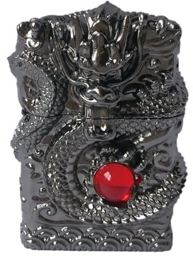 Kühle Feuerzeuge Winddichtes Drachen Antikes Feuerzeug Wiederverwendbare Kerosin Rad Feuerzeug für Sammlung Dekoratives Geschenk (Black)