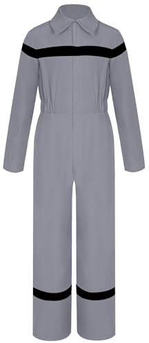 YiZYiF Tuta da Lavoro Meccanico Bambini a Contrasto Jumpsuit Manica Lunga Uniforme Salopette da Lavoro Grigio 7-8 anni