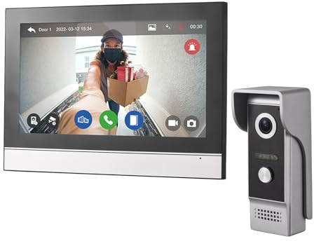 Swokely WiFi Video Intercom System, Video Doorbell Camera with Monitor Wireless,1080P IR & Night Vision Camera, 7 Inch Touch Screen Support TY APP, 2-Way Audio, Electronic Photo Frame, Waterproof