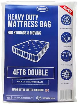 Double Size Mattress Bag - Moving and Storage - Plastic Mattress Covers for Moving and Storage - Mattress Protector - Storage Bags - Heavy Duty, Water Resistant,Dust Proof, Tear Resistant (2 Pack)