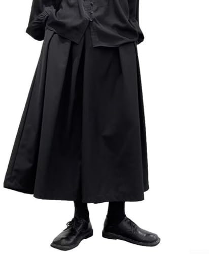 Vilgftyiet Pantalon Hakama court gothique style sombre pour homme - M, jambe large, noir, polyester