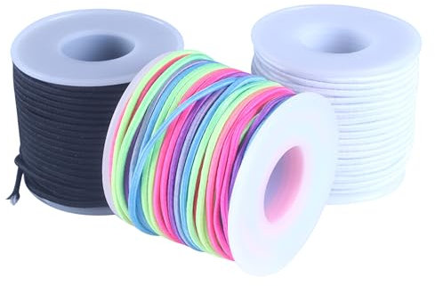 KONMAY 2.0mm Stretchy Bracelet String, 60 Yards Durable Mixed Elastic Cord for Jewelry Making, Beading, Necklaces, DIY Crafts, and Sewing Projects