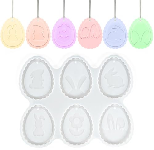Silikonformen Gießformen Ostern; DIY Silikonform Ostern Anhänger; 20 x 17 CM Silikonform Gießformen für Kaninchen-Eier (D)