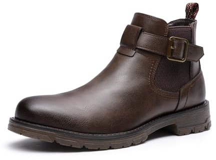 Bruno Marc Stivali Chelsea uomo con suola TPR,Marrone,46