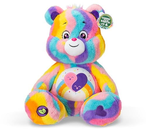Care Bears - Basic Fun Friends Forever Bear 60cm Jumbo Plush Toy – Soft Eco-Friendly Cuddly Plush with Striped Design & Unique Belly Badge – Gift for Kids & Collectors Ages 4+
