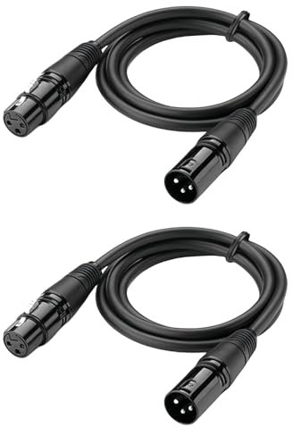 Yewseas 2 Piezas Cable XLR 3M, Cable Microfono 3 Pines, Cable Equilibrado Blindado para Audio y DMX, Conector XLR Macho a Hembra, Anti-interferencias de Sonido, Duraderos y Resistentes