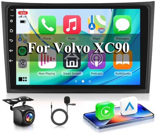 【2+64G】 Hodozzy Carplay Autoradio für Volvo XC90 2004-2013,9 Zoll Touchscreen mit Android Auto/DSP/WiFi/GPS/RDS/FM/Bluetooth/USB