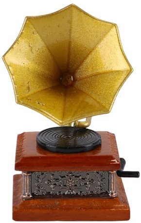 Alnicov Mini Grammofono in Miniatura, Modello di Mini Fonografo per Casa delle Bambole, Artigianato Raffinato E Design per L'arredamento della Casa, Ornamento retrò in Mini Grammofono.