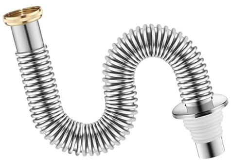 AI润色 467/5000 Eine zweiköpfige regenrinne in d 1/4 Zoll Badezimmer-Waschbecken-Siphon aus Edelstahl, Ersatz-Ablaufventil, Abfluss, flexibles Rohr, Abfluss, flexibles Rohr, Schlauch