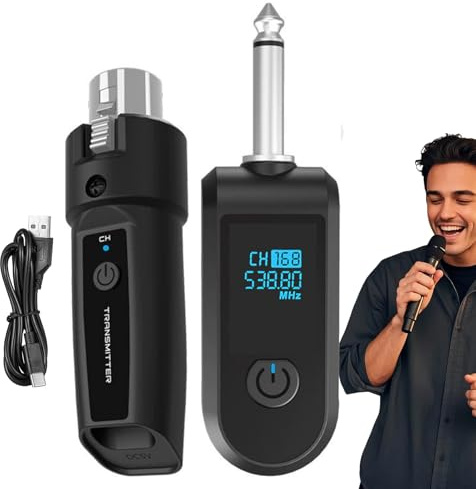 Ihdjasg Drahtloses Mikrofon Funkgerät - Dynamik Mikrofon Adapter,Tragbarer Sender Empfänger für Mischpult Karaoke Gesang