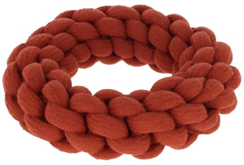 Kerbl Pet Tauspielzeug Ring für Hunde | Rost, Ø 19,5 cm, strapazierfähiges Baumwollspielzeug zum Apportieren, unterstützt die natürliche Maulhygiene