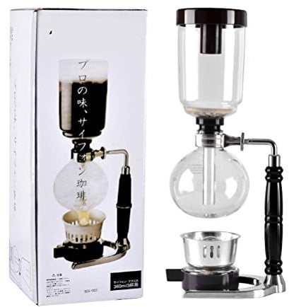 Gonetre Japanischer Kaffeesiphon, Tragbarer Siphon -Kaffeemaschine, Hitzebeständige Glasfest -Kaffeefilter -Kit, Hausgemachte Siphon -Kaffeemaschine für Hausbaristas, Bestehend aus (Schwarz)